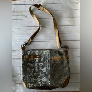 Myra Bag NATIVE Cowhide Bag Aztec Western Canvas Crossbody Bag